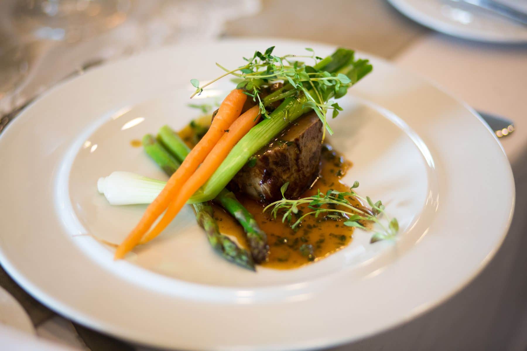A plated restaurant dish ready to be served